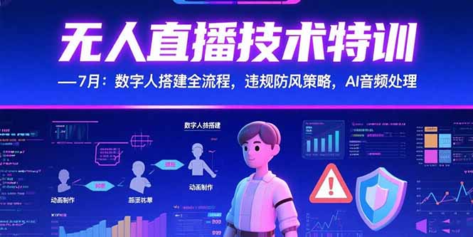 无人直播技术特训-7月：数字人搭建全流程，违规防风策略，AI音频处理-星星网