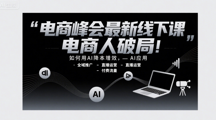 电商峰会最新线下课，电商人破局，如何用AI降本增效，AI应用-全域推广-直播运营-付费流量-星星网